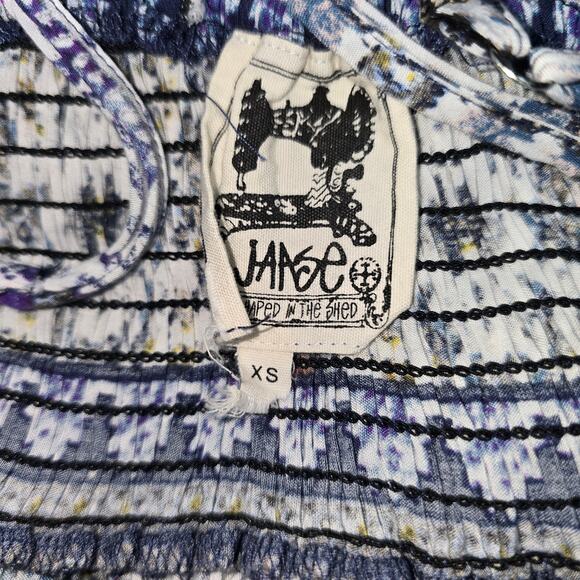 ⭐️Jaase Bohemian Criss Cross Smocked Button-down Maxi Dress Sz XS - Picture 4 of 9